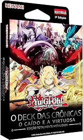 Konami Yu-Gi-Oh! O Deck das Crônicas, O Caído e a Virtuosa, Edição Totalmente Metalizada, 51 Cartas Ultra Raras, com Tapete de Duelo, 1ª Edição em Português