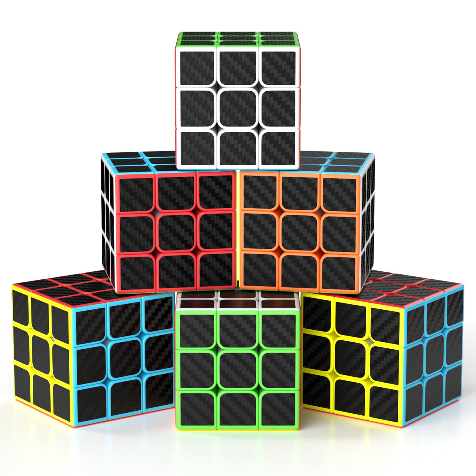 Sponsored Ad – Vdealen Full Size 3x3x3 Speed Cube, 6 Pack Magic Puzzle Party Toy for Beginners and Advanced Users, Christmas Birthday Gift for Kids Teens Adults (Carbon Fiber Sticker)