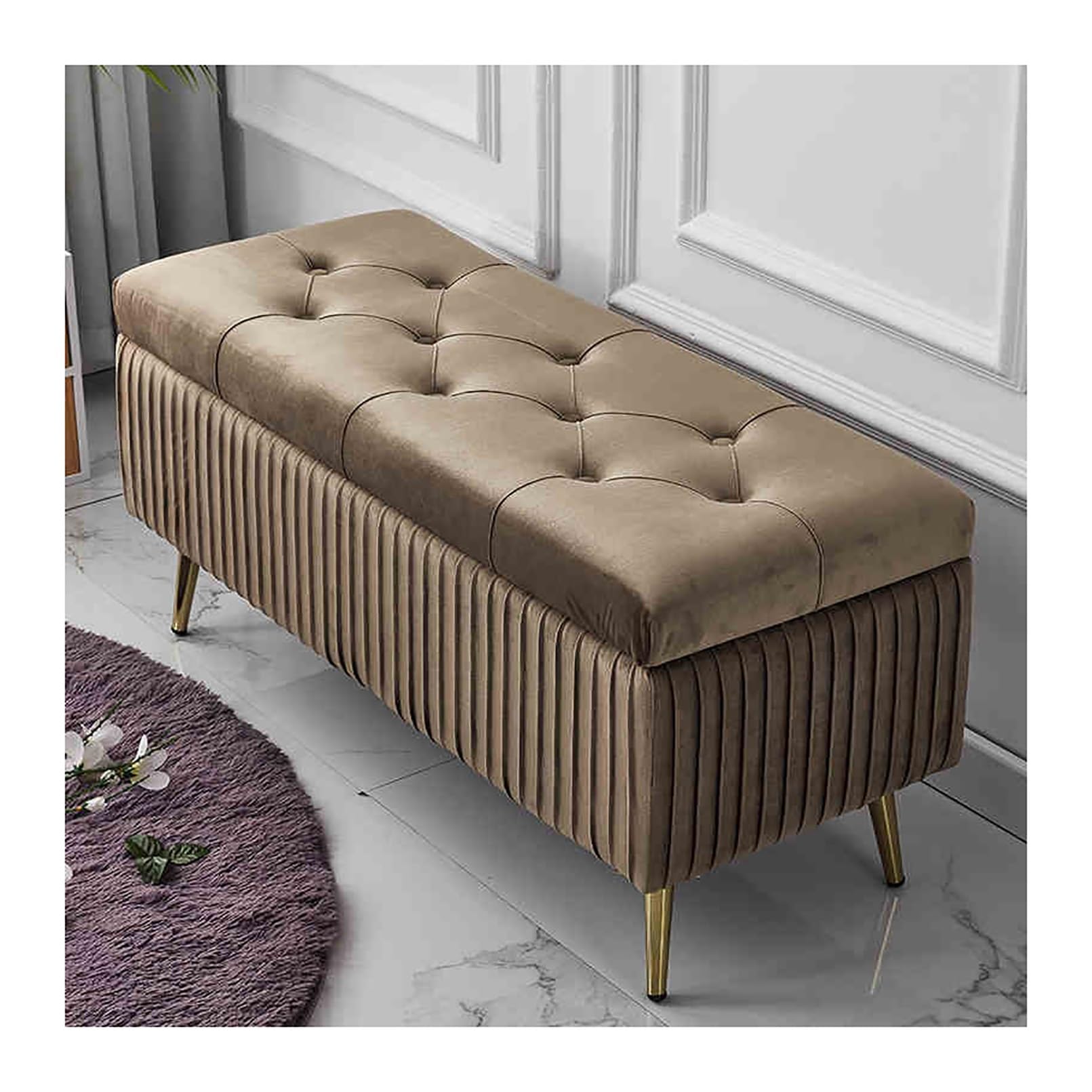 Banc de rangement rectangulaire pour libérer l'espace au sol dans un salon ou une entrée