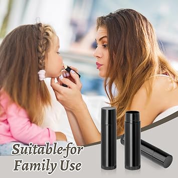 50 Empty Lipstick Tubes, Reusable Plastic Containers Refillable with Cap for DIY Lip Balm (Black, 5g)