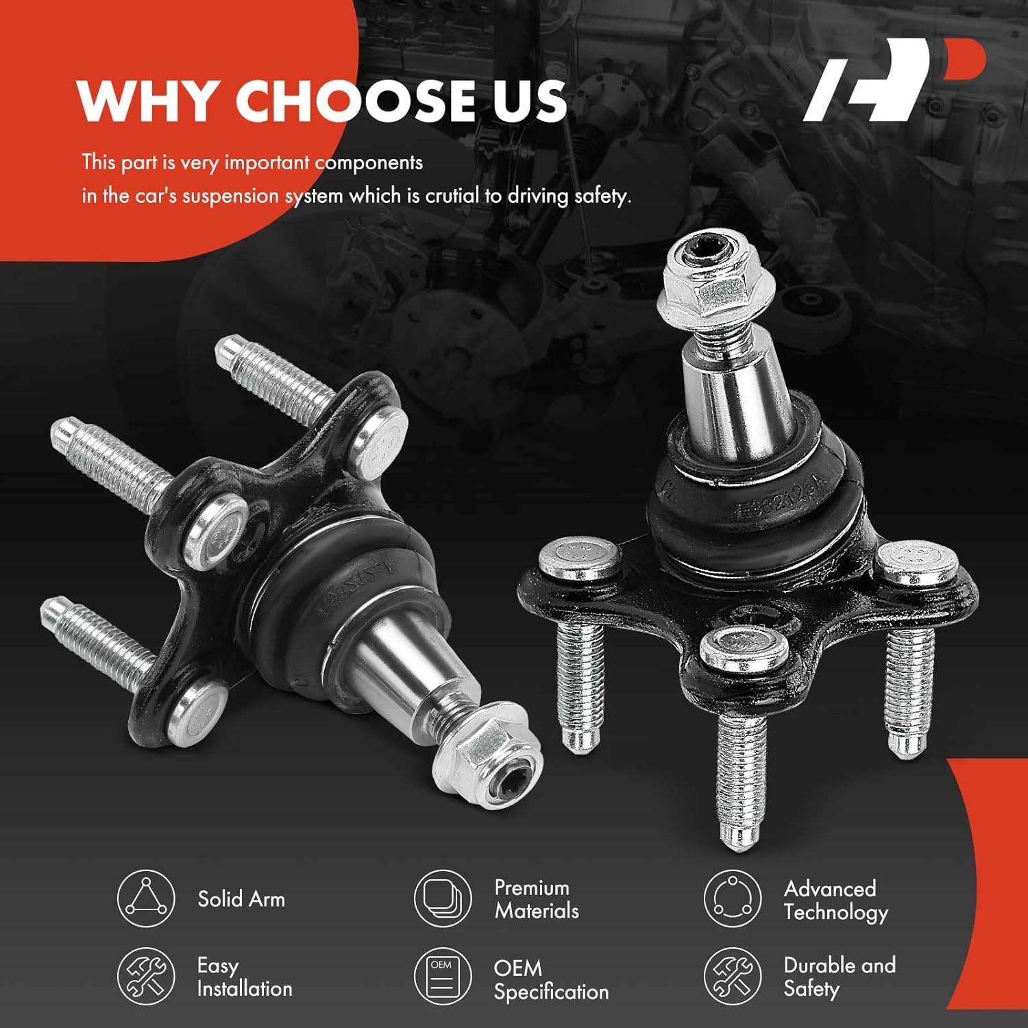 A-Premium 2 x Front Lower Ball Joint, Compatible with Volkswagen Atlas 2018-2021, Arteon 2019