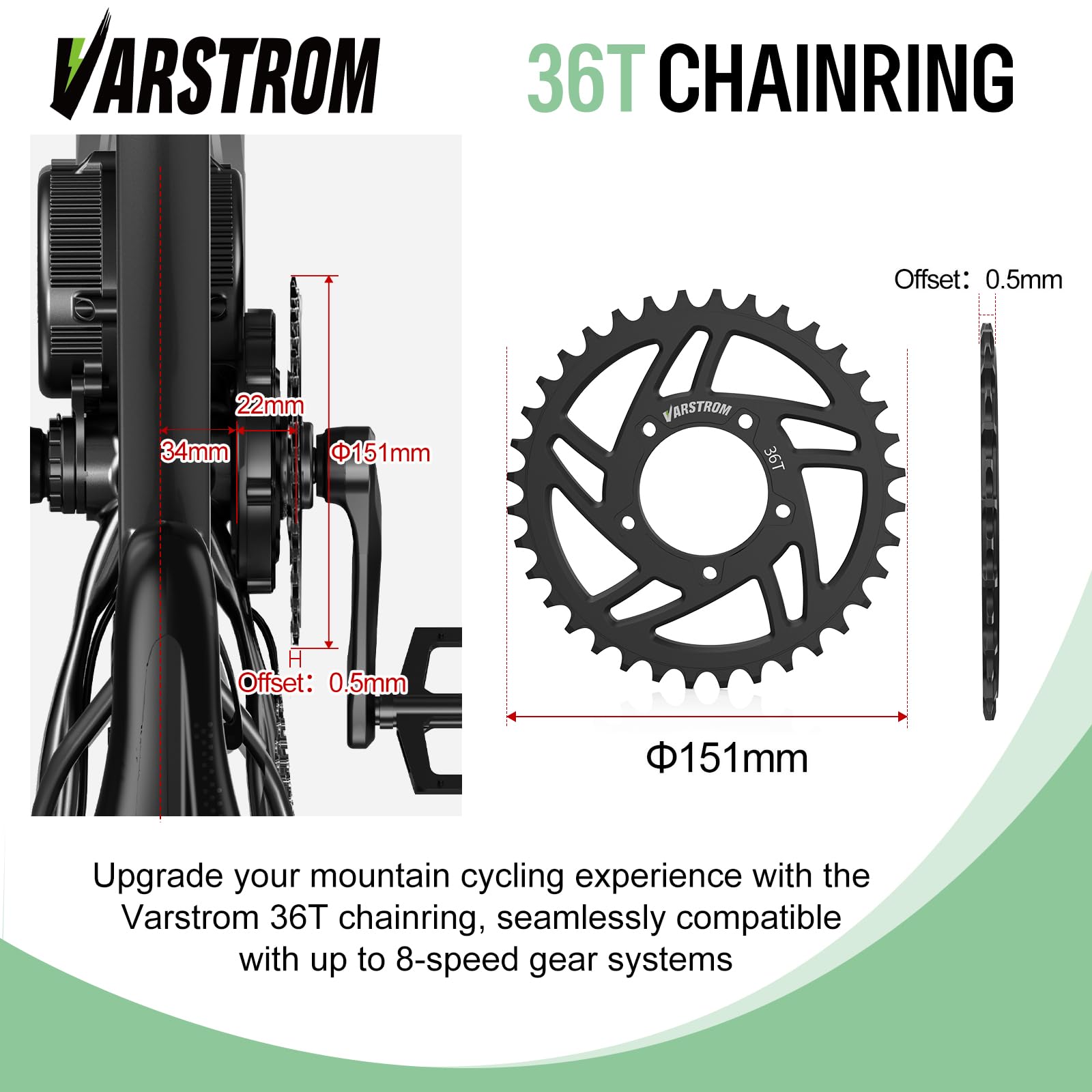 Plateau 36T ou 42T pour Moteurs BBS01B 250W et BBS02B, Plateau de Chaîne de Vélo pour Bafang M215 M315 Mid Drive Kit Conversion Vélo Électrique, Chainring 36T