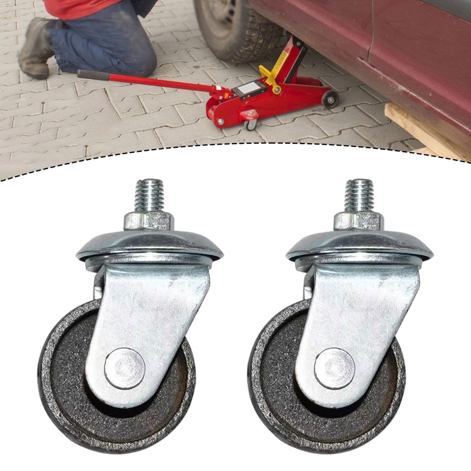 F Fityle 1 paio di ruote girevoli per cric da pavimento he, ruote girevoli orizzontali per cric, accessori di facile installazione per cric da pavimento, Filettato 16mm