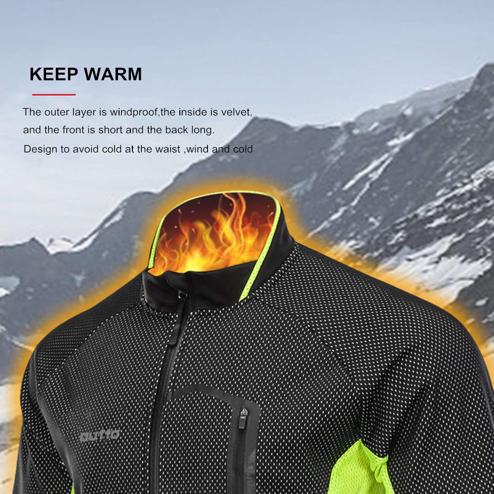 LINGKY Winter Windproof Fahrradjacke, Herren Radjacken Für Herren MTB Mountainbike Jacke Visible Reflective Fleece Warm Jacket