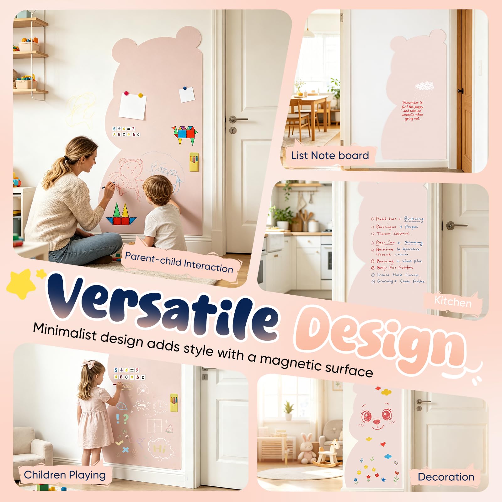 Magnetischer Wandaufkleber für Kinder, 115 x 55 cm Magnetischer Kreidetafel-Aufkleber, Magnetische Kreidetafel für die Wand, Abziehen und Aufkleben, Selbstklebende Tafel für Zuhause Klassenzimmer
