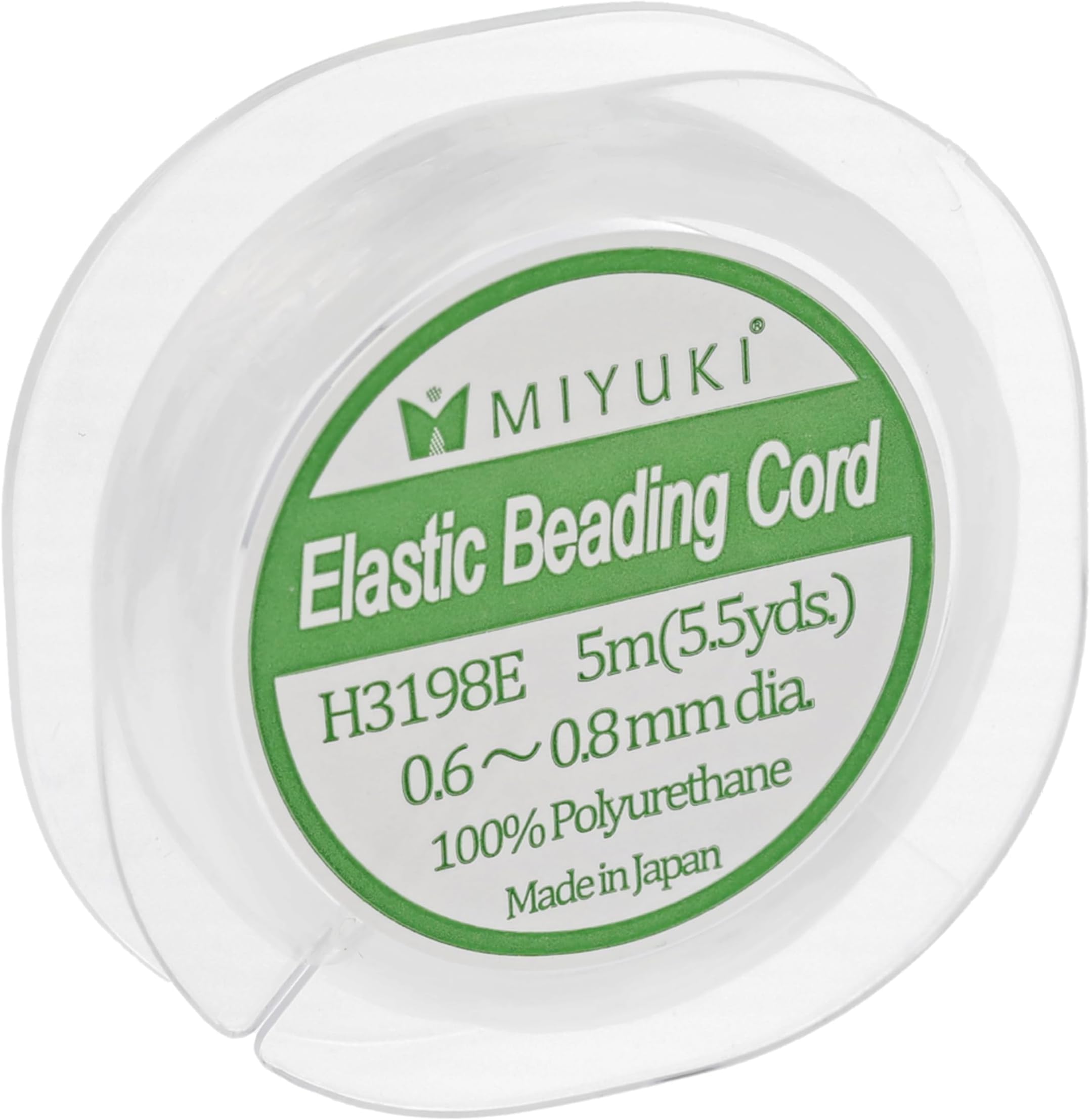 Miyuki Elastic Beading Cord – Clear, 0.8 mm Diameter, 5 Meter Spool, Premium Stretch String for Jewelry Making and Beadwork
