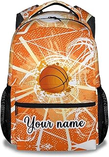 COOPASIA Personalized Basketball Backpack for Girls Boys, 16 Inch Basketball Theme Bookbag with Adjustable Straps, Durable, Lightweight, School Bag with Large Capacity