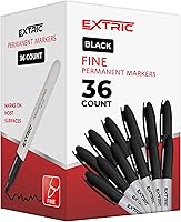 Vista 7 de EXTRIC Permanent Markers Black, 36 Count Fine Point Markers, Quick Drying, Works on Wood, Paper, Plastic, Metal and Glass, for Home, Office and