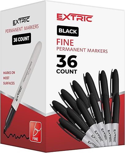 Miniatura 7 de EXTRIC Permanent Markers Black, 36 Count Fine Point Markers, Quick Drying, Works on Wood, Paper, Plastic, Metal and Glass, for Home, Office and
