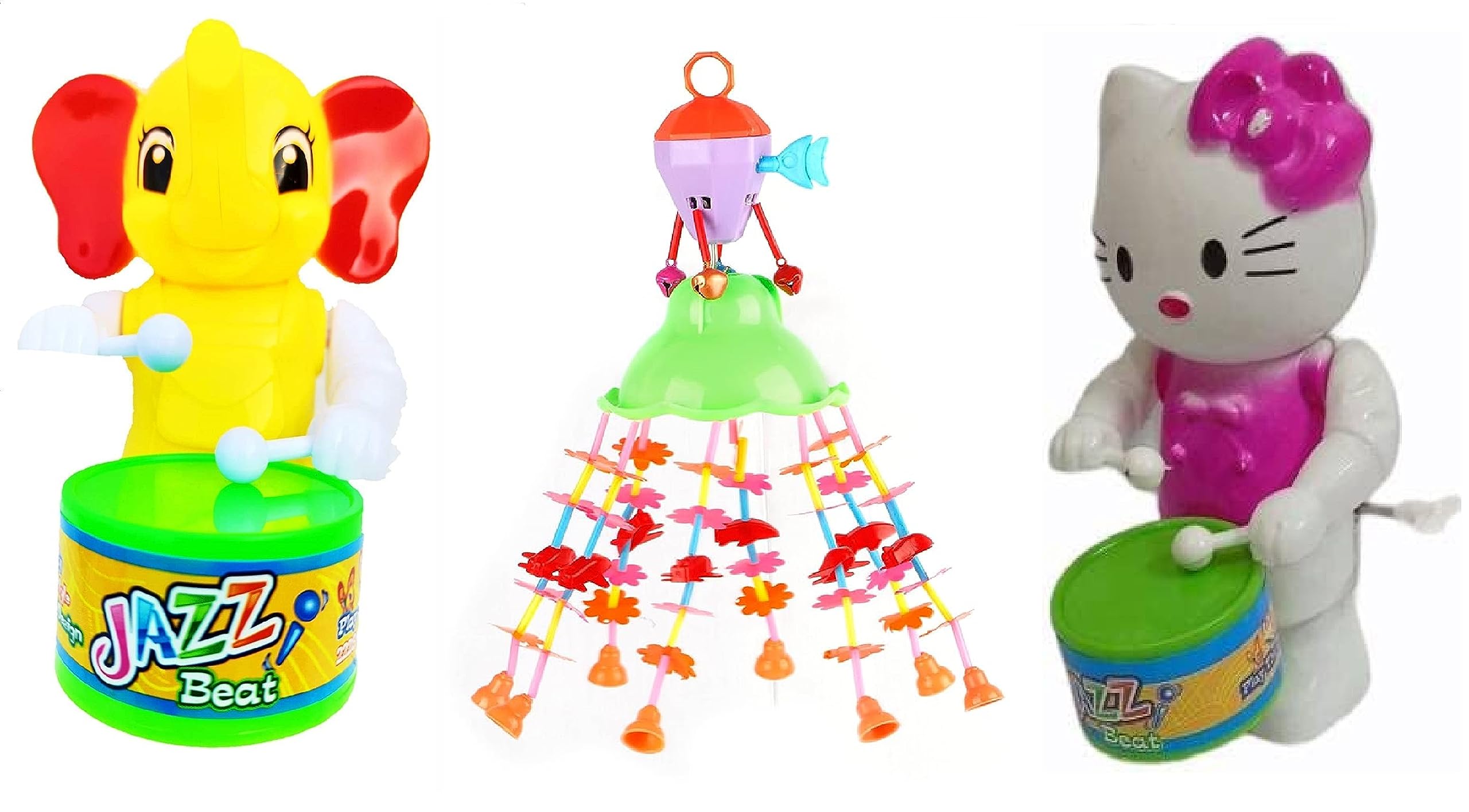 PRV Toys Merry go Round for Infants no.7, Attachable to Cradle or Window, Soothing Music and Various Shapes for Developing Imagination and Thinking (ELE-Key JHO-Old KITTY-03)