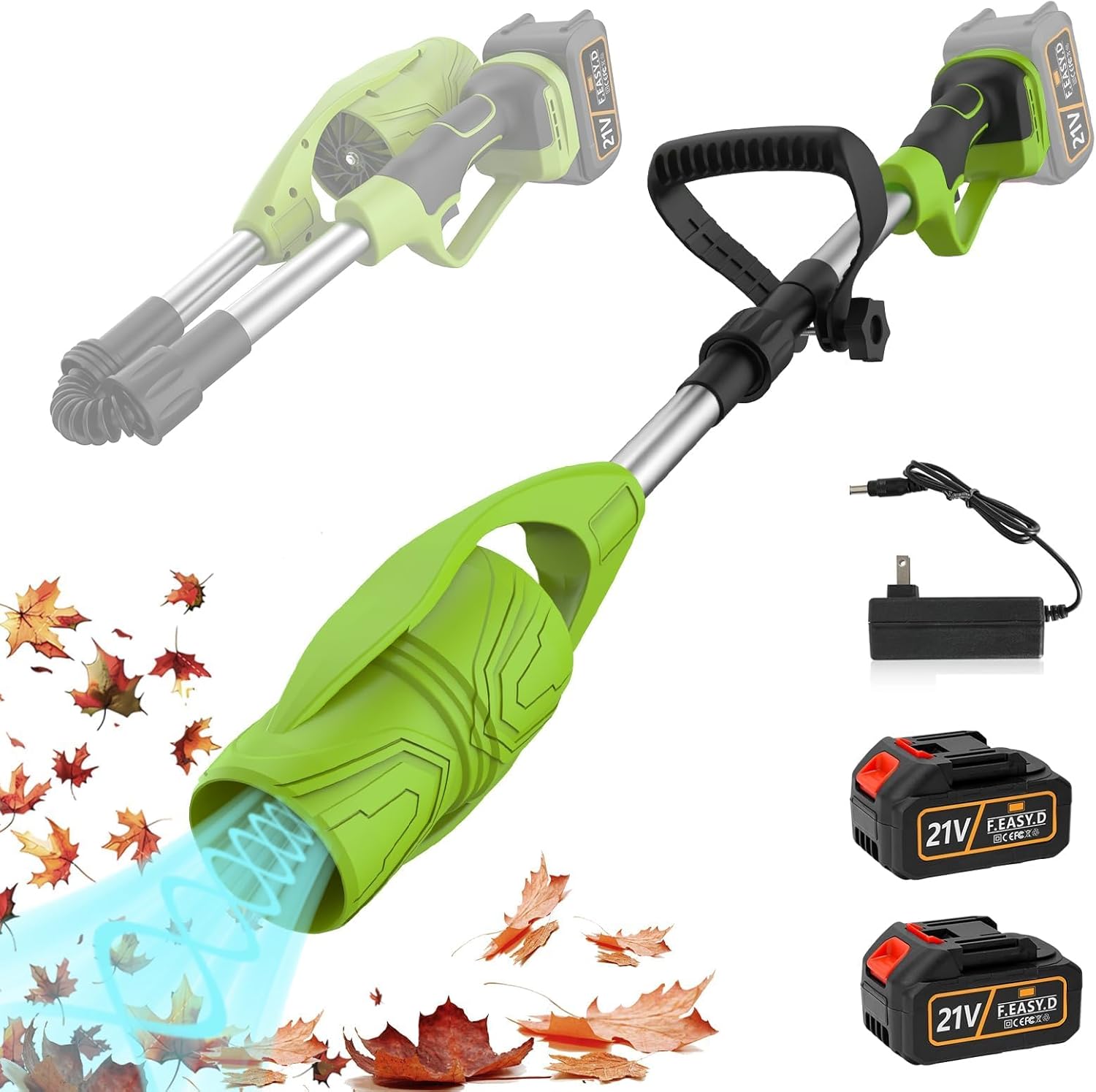 Snowtaros Leaf Blower Cordless, 24V Powerful Electric Leaf Blower with 2 Batteries and Charger, Variable Speed Up to 150MPH, Foldable Design for Lawn Care, Patio, Yard, Sidewalk Cleaning, Snow Blowing