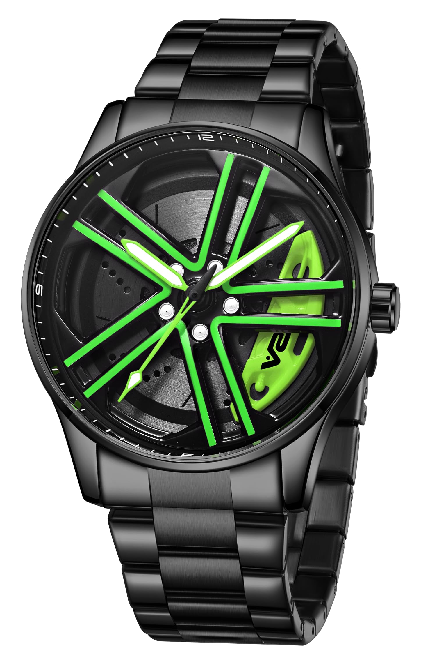 V2A Vortex-2 Wheel Series Men’s Analog Watch Open Dial Blue Watch – Car Wheel-Inspired Design, Hollow Out Elegance Casual Stainless Steel Watch for Men | Gift for Men (Black-Green) (B0DHLDVHQ3) Amazon Price History, Amazon Price Tracker