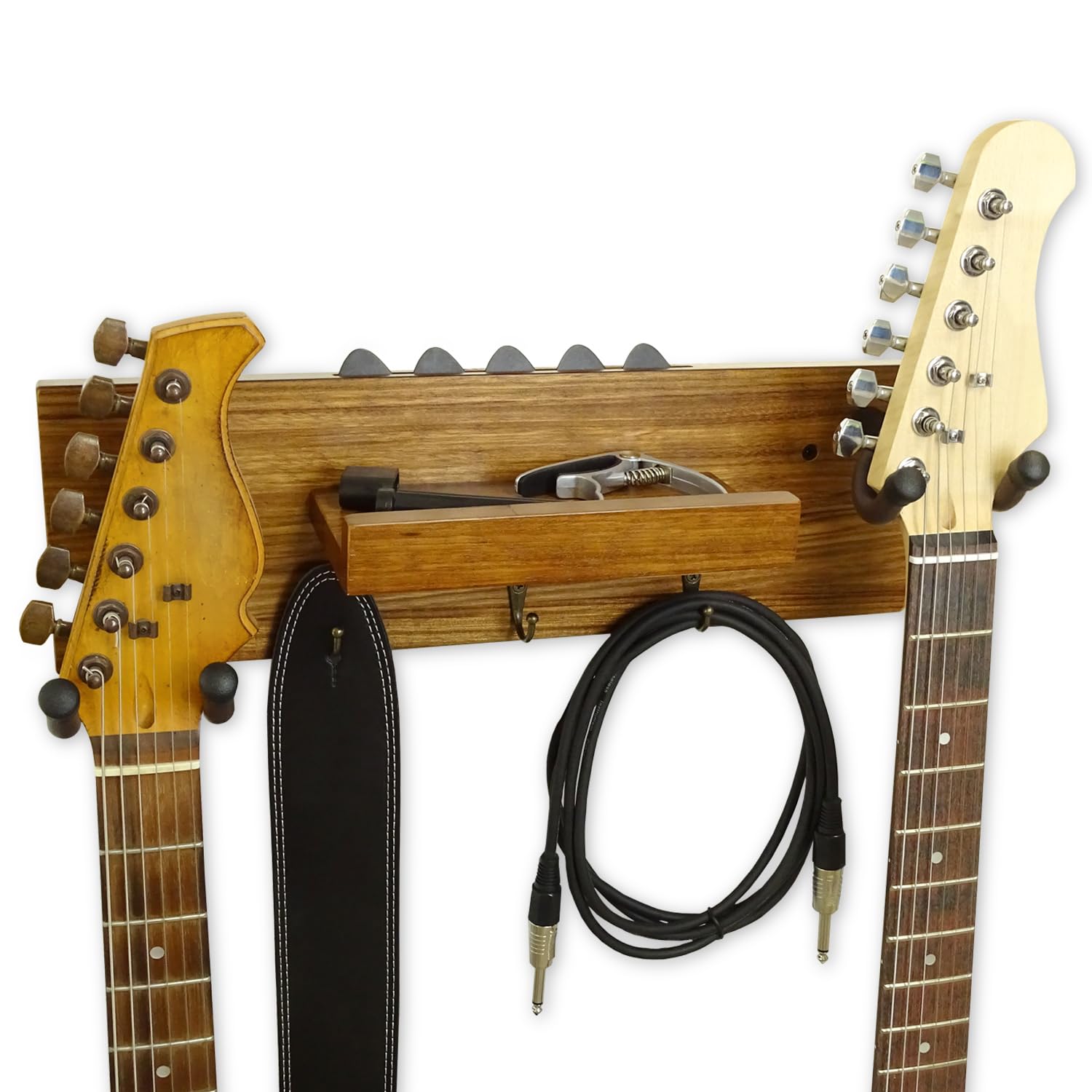 keepdrum GS039E podwójny uchwyt na gitarę Ebony uchwyt ścienny na dwie gitary i akcesoria