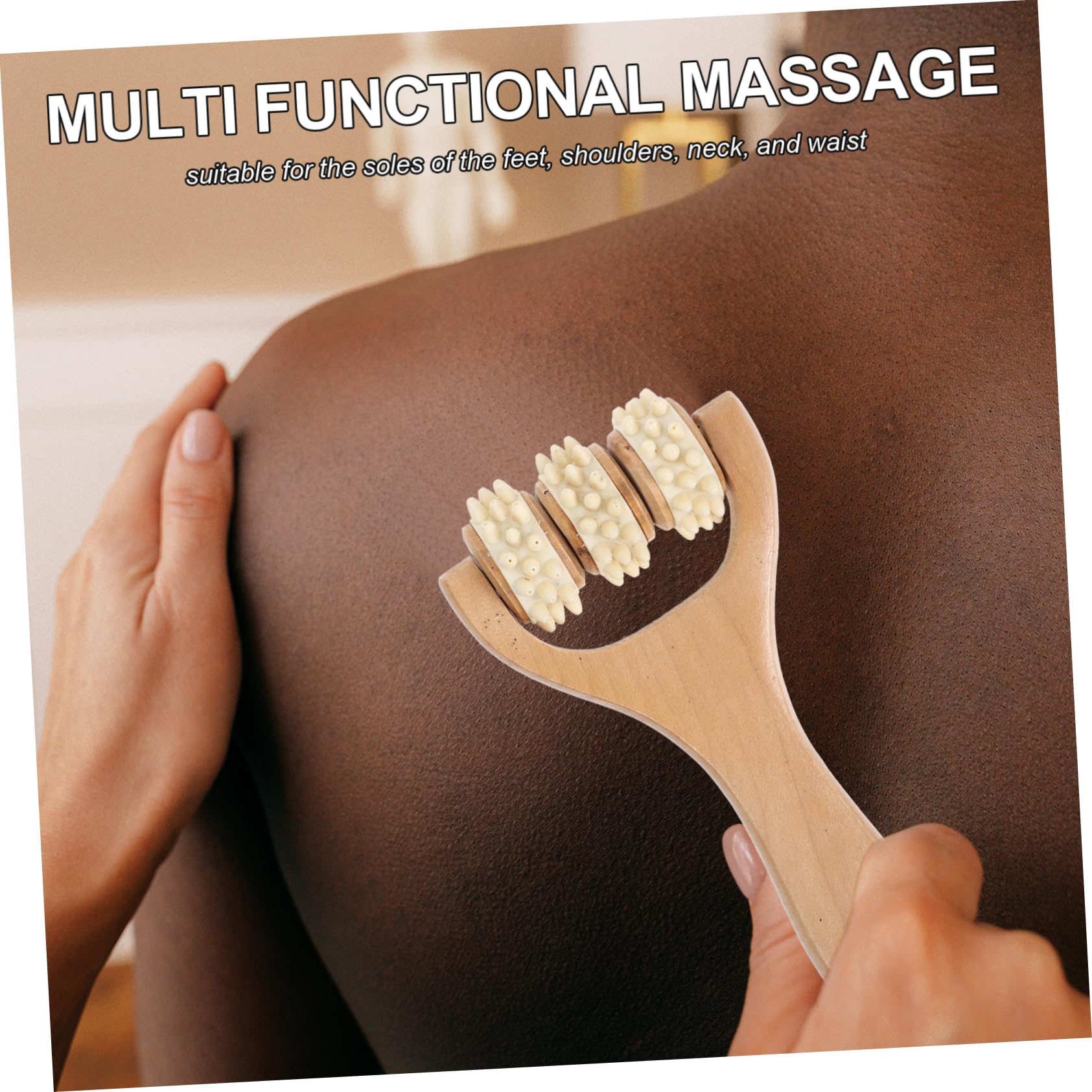 KOMBIUDA Neck Face Massager 3-Piece Wooden Massage Tool Set Handheld Roller Massager for Legs Back