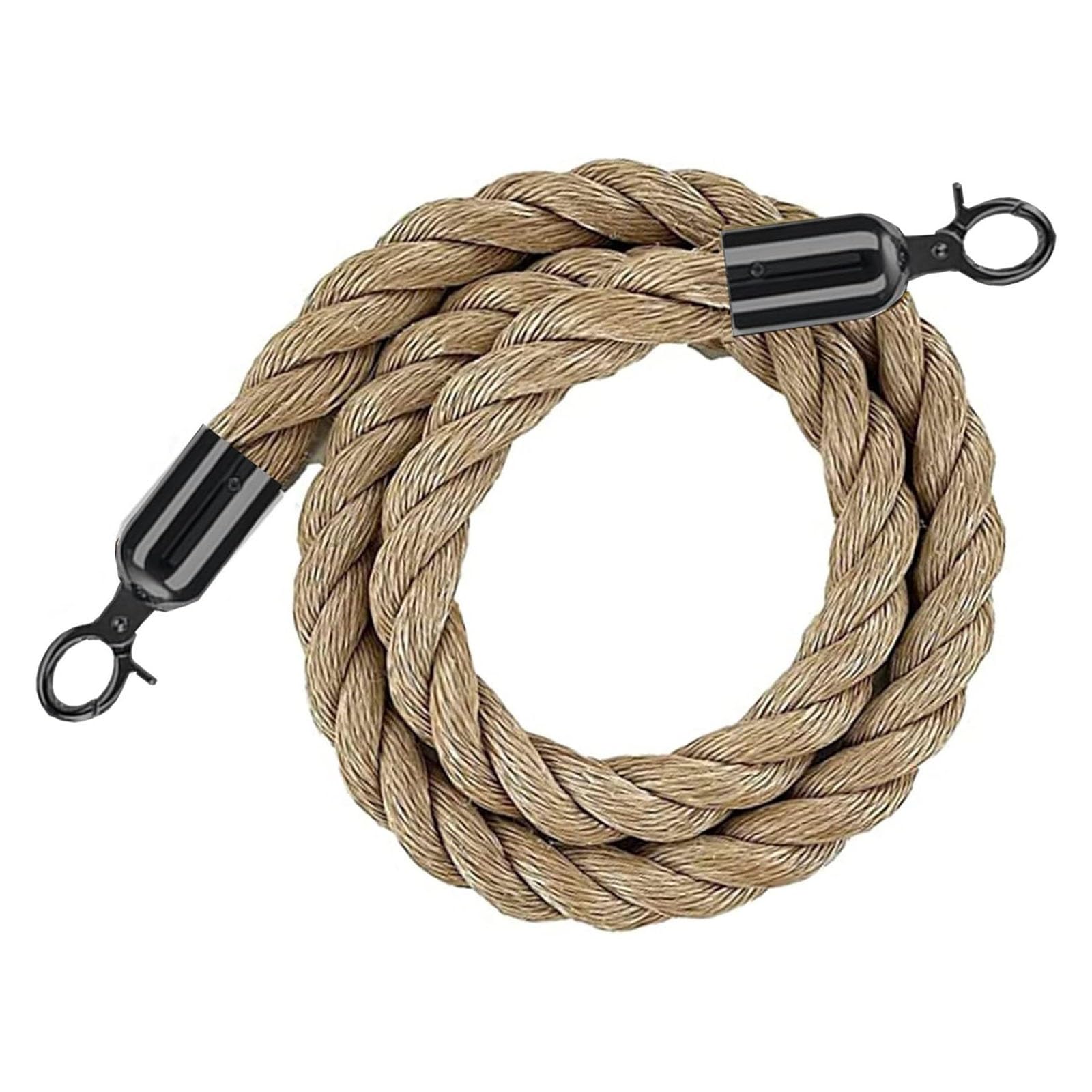 Barrier Rope, Hotel Hemp Rope Barriers Queue Line,for Crowd Control, for Stanchion Posts Pole(Black Hooks,2.5m/8.2ft)