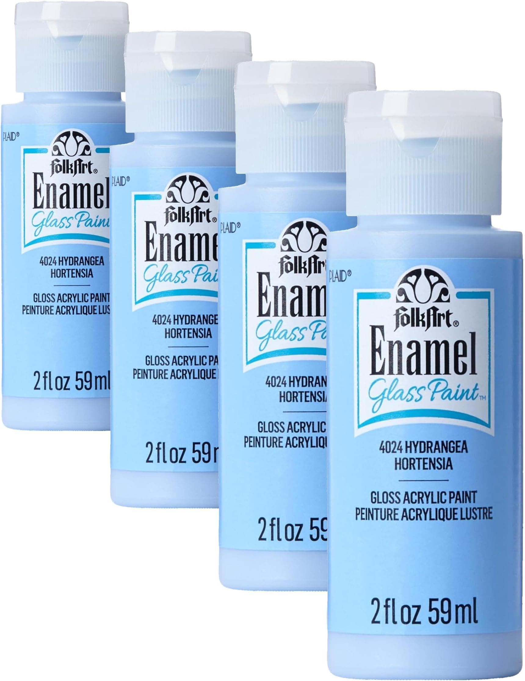 FolkArt Enamel Glass & Ceramic Paint in Assorted Colors (2 oz), 4024, Hydrangea (Pack of 4)