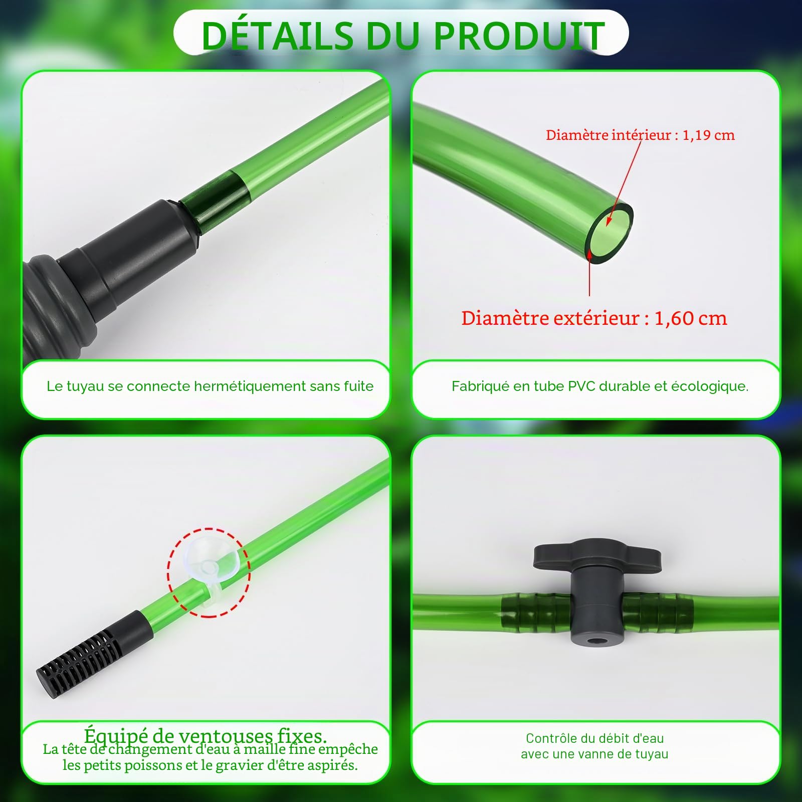 Weinsamkeit Aspirateur Aquarium et Kit de Nettoyage Aquarium, Facile à Nettoyer Le Gravier et à Changer l'eau, Comprenant 15 Accessoires tels Que Le Siphon, avec Guide d'Installation