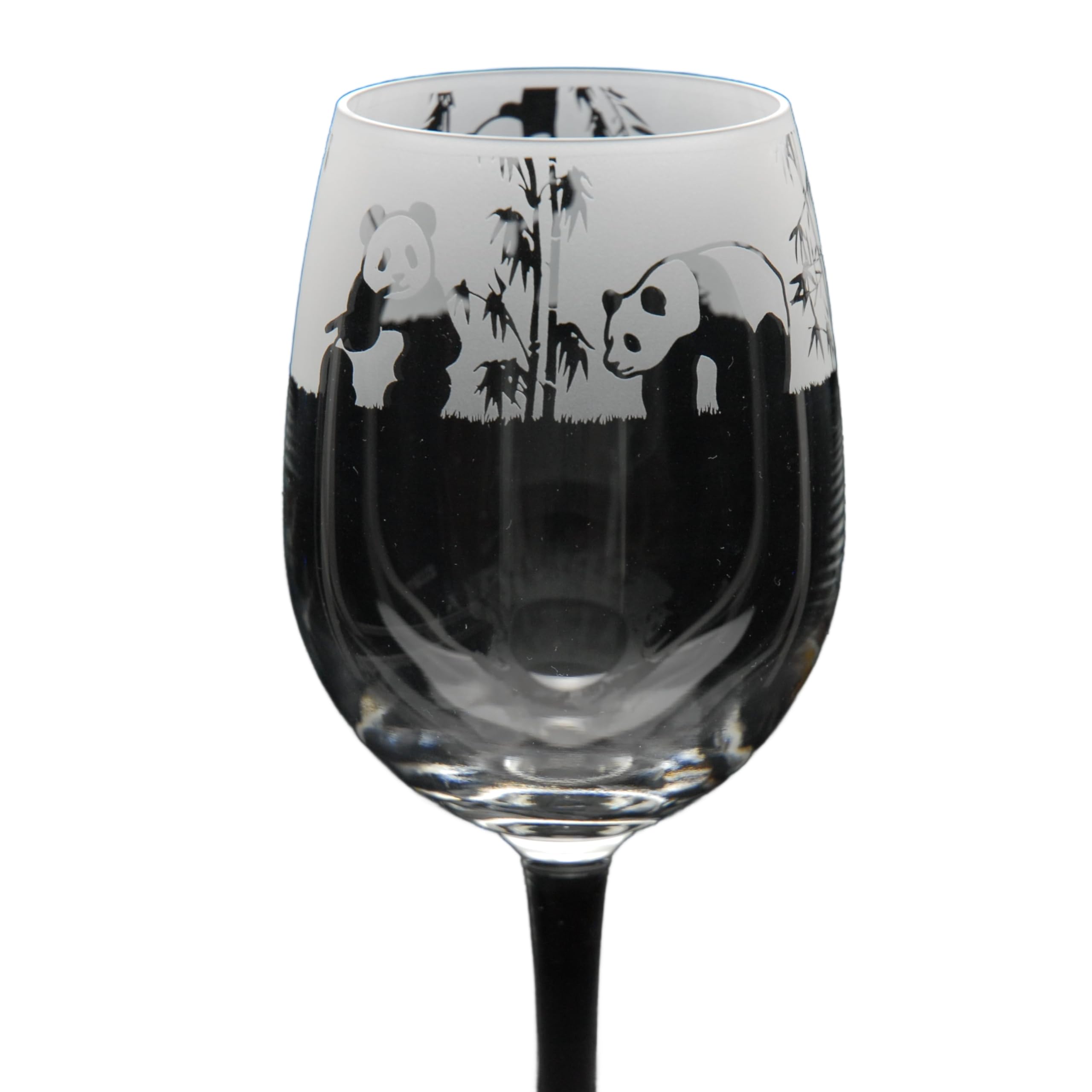 GLYPTIC Glass Art Panda Hand Etched/Engraved Crystal Wine Glass โ image 1