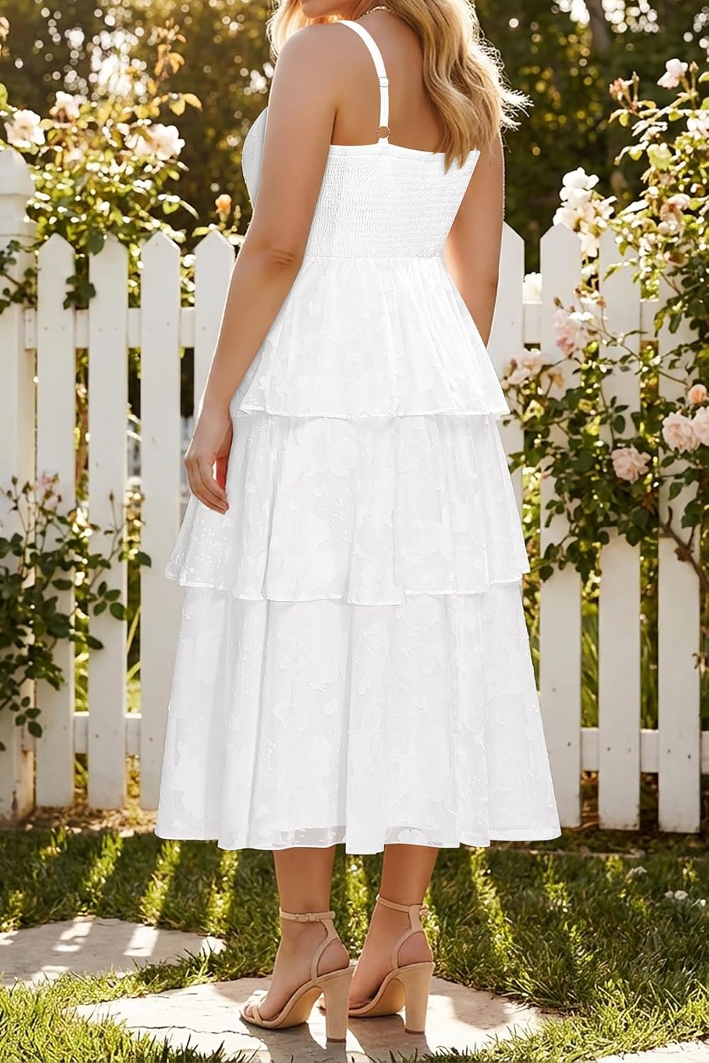 Plus Size Summer Dresses - Floral Beach Wedding Guest Semi Formal Tiered Flowy Long Sundress