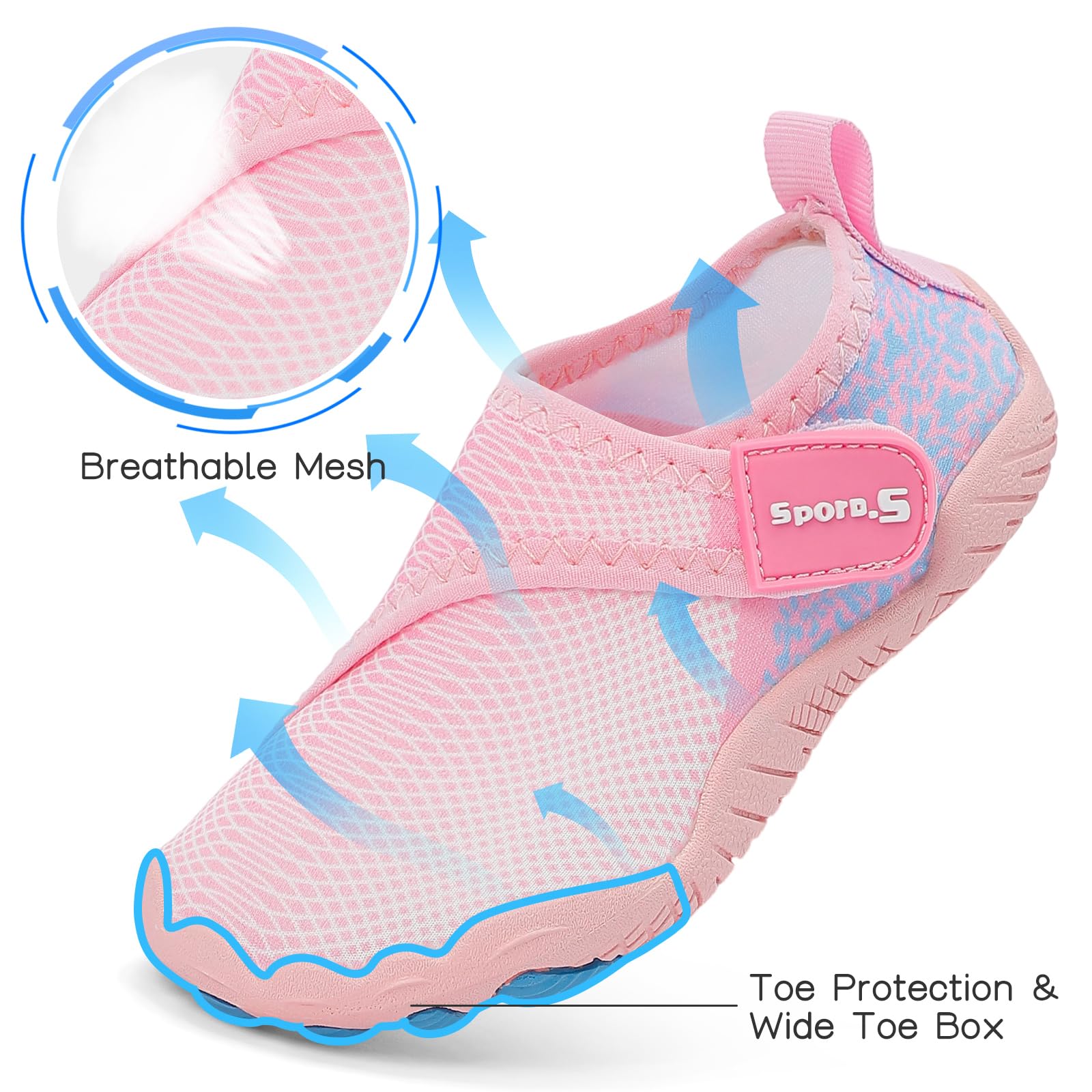 MASOCIO Chaussures Aquatiques Enfant Chaussures d'eau Séchage Rapide Antidérapantes pour Piscine Mer Plage Taille 27-37 EU - 3