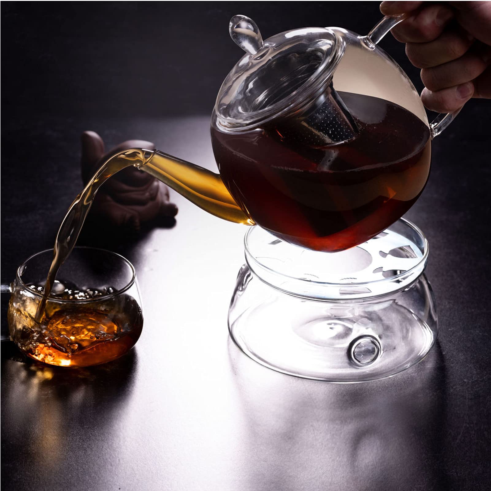 Aserson 1350 ml/ 45 oz Glass Teapot, Tea Warmer, Heat Resistant