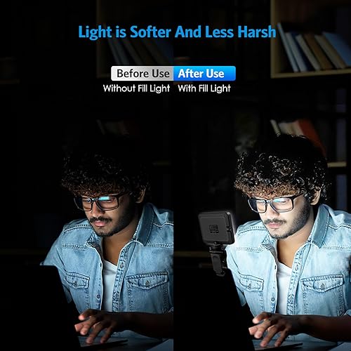 Miniatura 7 de AMIR Luz de video de relleno de clip - 80 luces LED recargables de alta potencia, 3 modos de luz para teléfono, iPhone, Android, iPad y laptop, para