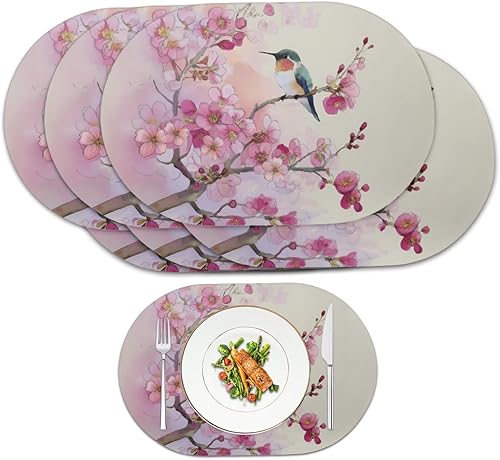 Miniatura 60 de Juego de 6 manteles individuales lavables para mesa de comedor, resistentes al calor, mesa de cocina, decoración del hogar, lavable, ovalada, de