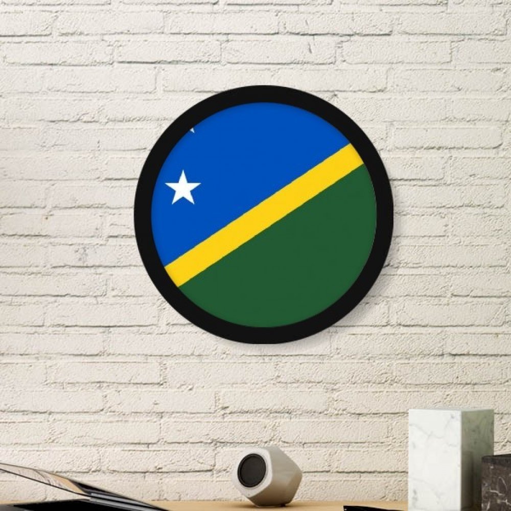 Drapeau Îles Salomon cadre rond noir pour salon et bureau