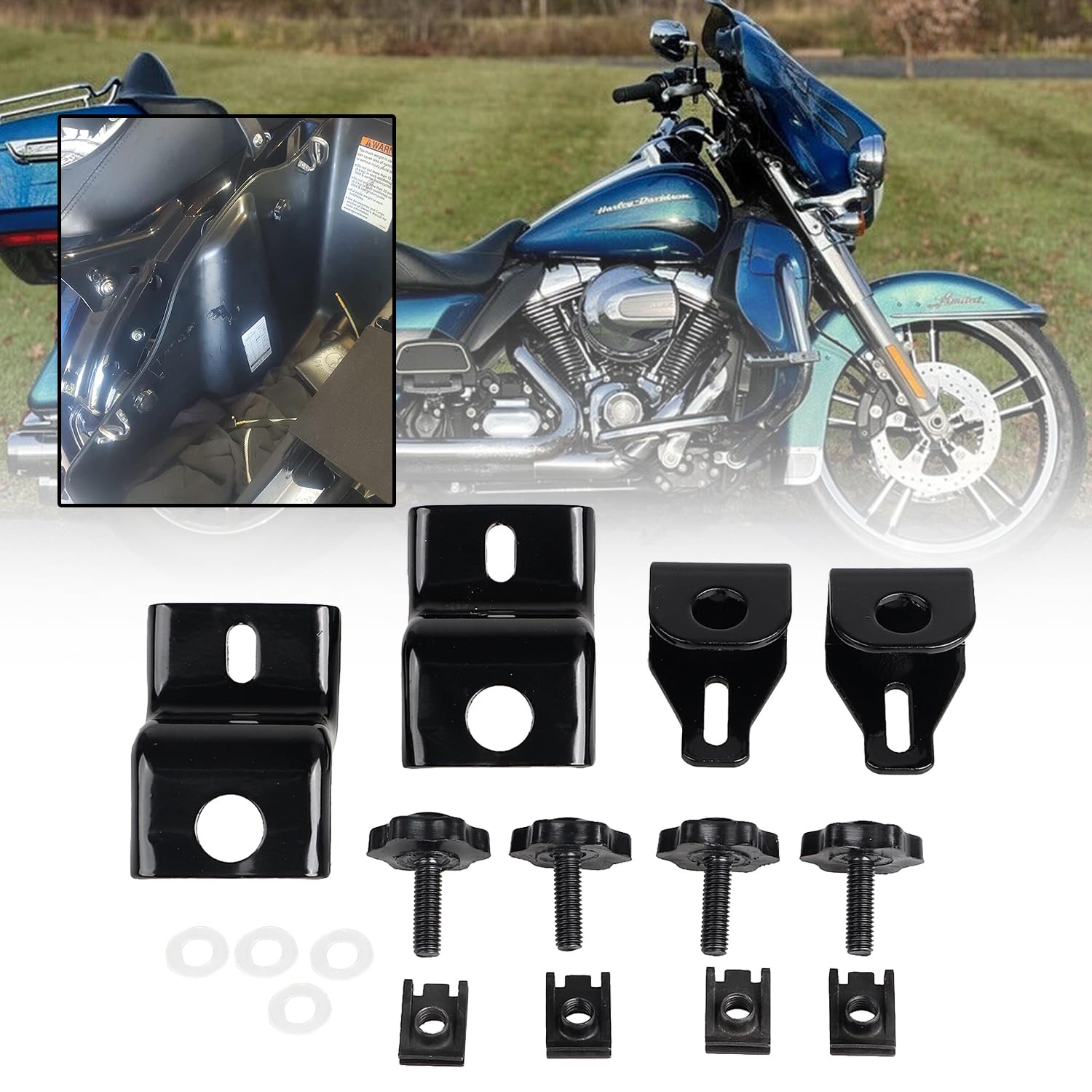 LIRU - Vis De Montage Dissuasif Pour Sacoche De Selle - Pour Harley Touring Modèles Road King, Street Glide, Electra Glide, Road Glide, Chrome