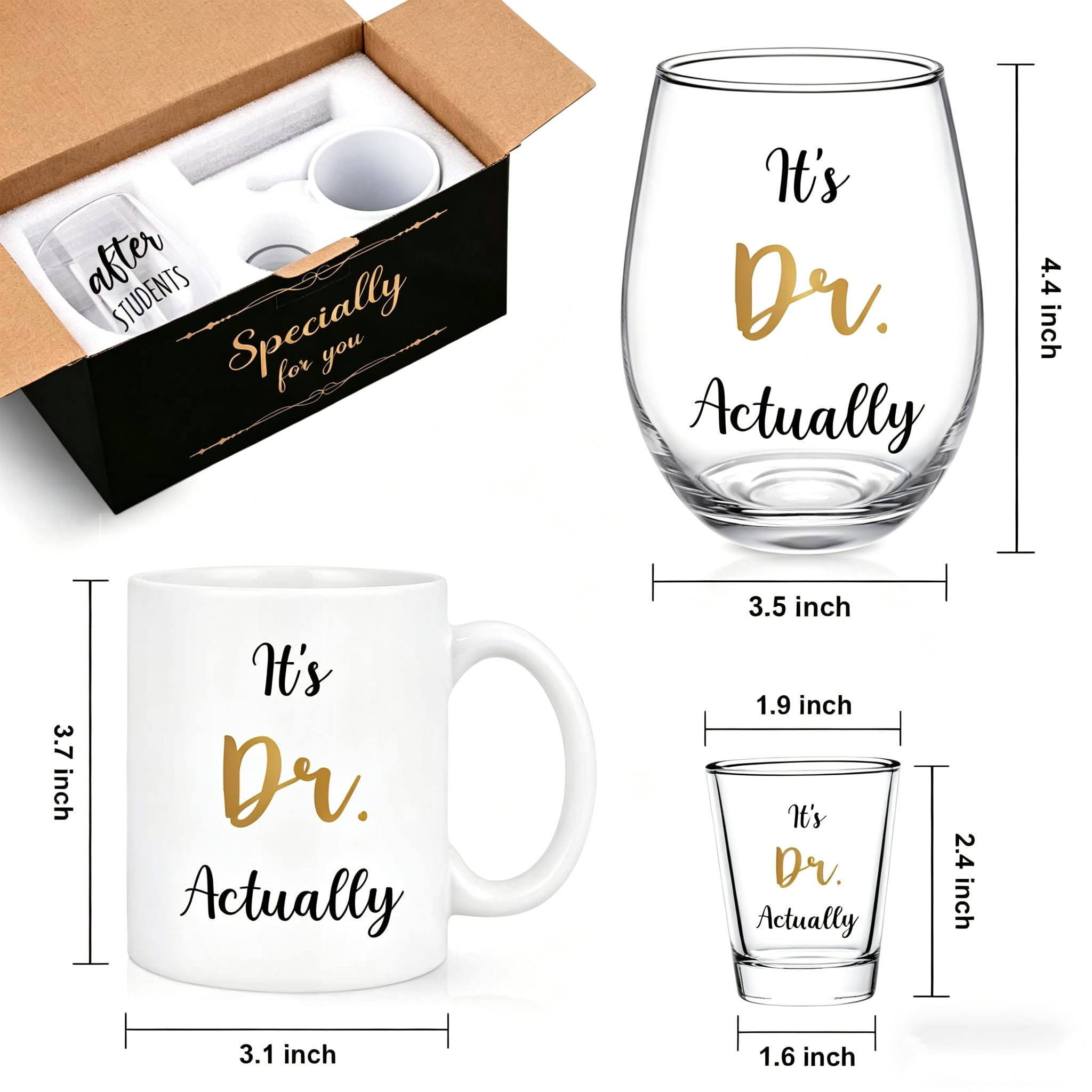Futtumy It's Dr. Actually Set of 3, Funny PhD Graduation Gifts Her, Doctorate Graduation Gifts for Women Men, Medical School Doctor Phd Gift Ideas for Doctors Day Christmas Birthday