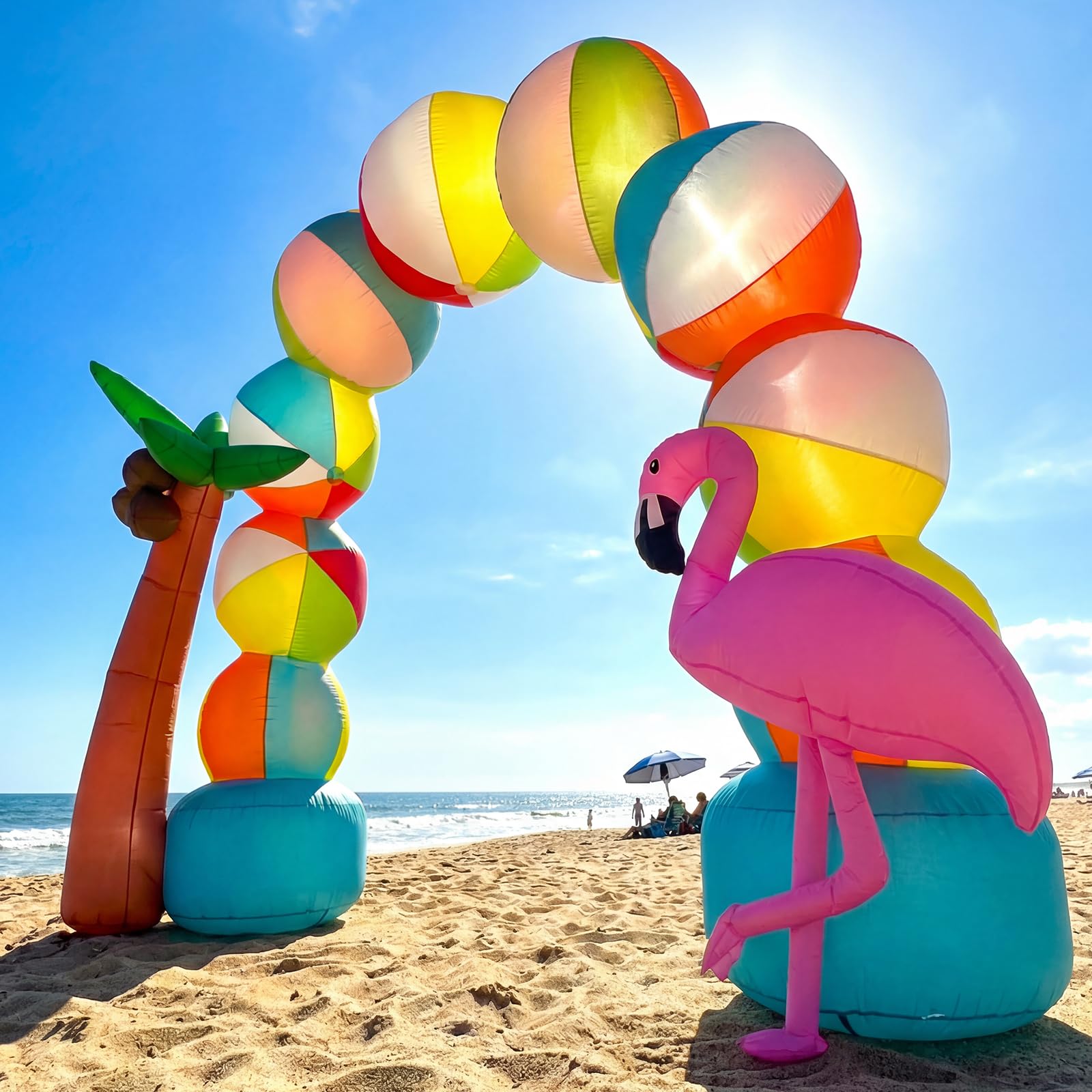 Arco inflable de playa inflable de verano de 9 pies con 5 luces LED para inflables de verano, decoraciones al aire libre, regalos de fiesta en la playa