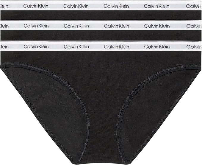 Pack 3 Braguitas Bikini Calvin Klein Mujer Algodón Elástico Negro Talla S