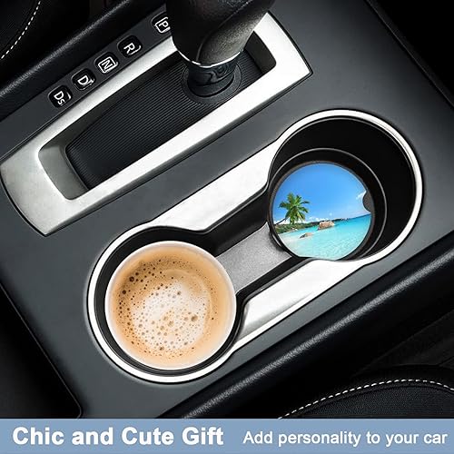 Miniatura 7 de Nipichsha Posavasos de automóvil para portavasos de automóvil, paquete de 2 posavasos de cerámica absorbente para bebidas, lindos accesorios de