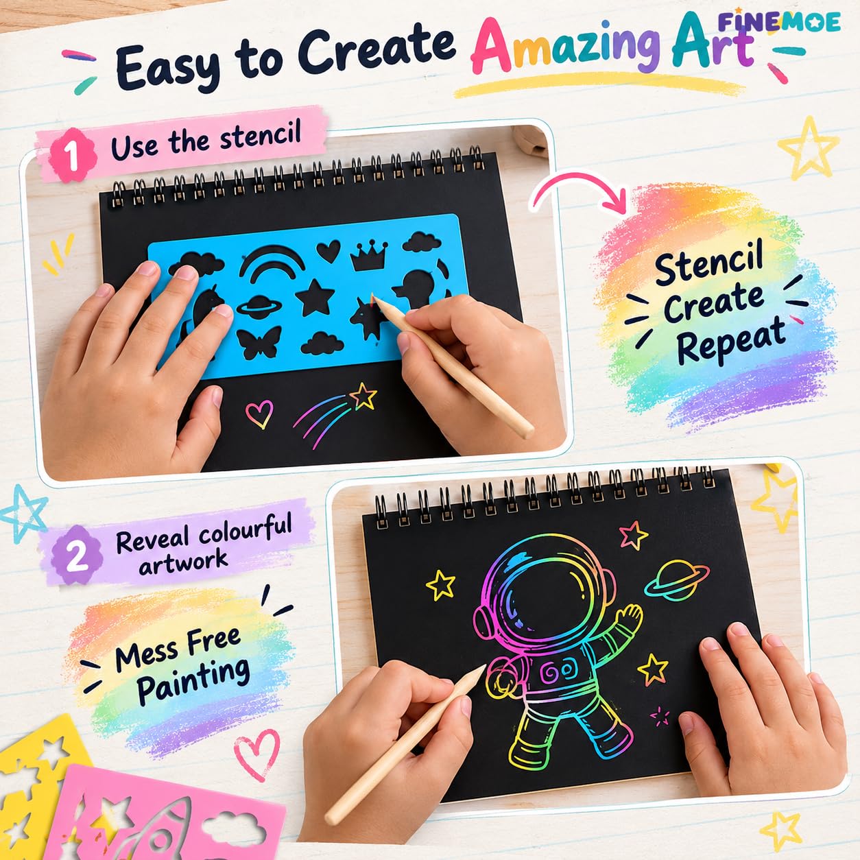 Finemoe Scratch Art Book - Bulk Return Gifts for Kids -4