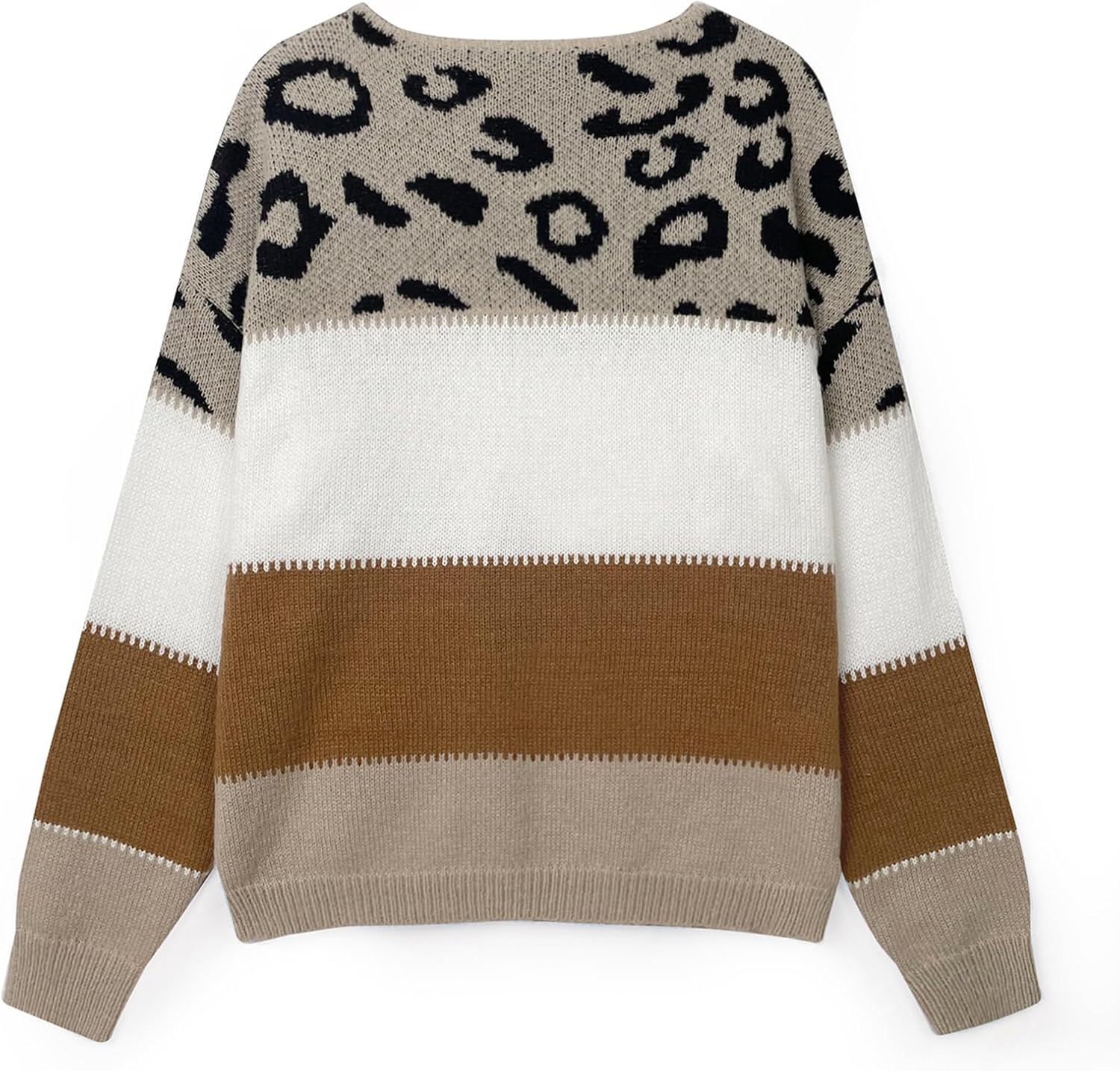 Women’s Oversized Knit Sweater, Casual Long Sleeve Pullover, 2025 Fall Winter Top, Leopard Soft Long Sleeve Knitwear - Image 7