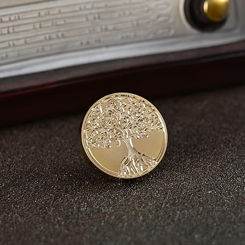 Miniatura 4 de Ailtuer - Juego de 6 sellos de cera de sellado de la serie Plant + 1 empuñadura de madera, kit de sellos de cera vintage con caja de regalo (árbol