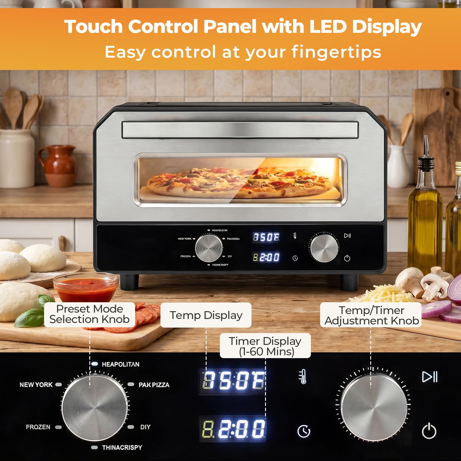 GIANTEX Forno Elettrico per Pizza da Interno 1700W Multi-Cuoci