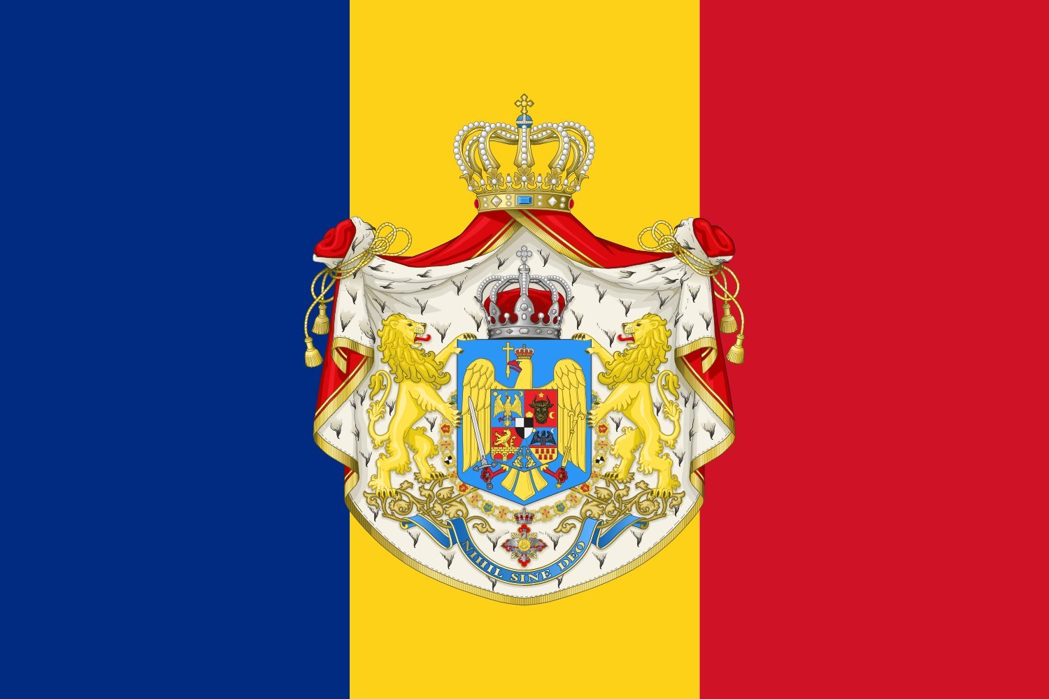 Drapeau XL Armée Roumaine 1921 pour décoration murale et reconstitution