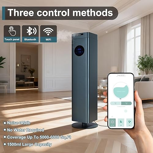 Miniatura 2 de Difusor de aceite esencial sin agua mejorado con control WiFi y Bluetooth tecnología de difusión de aire frío. Cobertura de 6000 pies cuadrados,