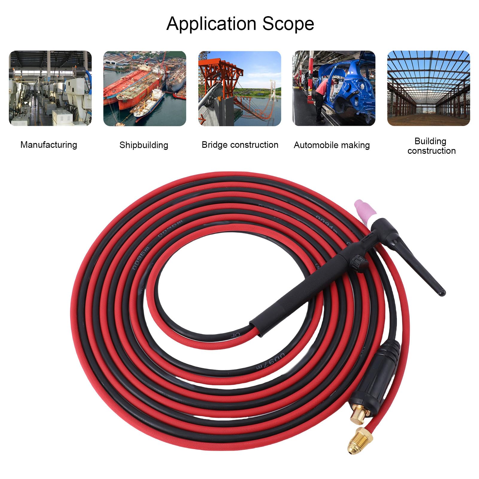 Antorcha de soldadura TIG HaloVerde de 150 A con conector de 35 a 50 mm² y manguera de goma EPDM de 8 metros para equipos de soldadura TIG MIG200, MIG250 y MIG205 Pro para
