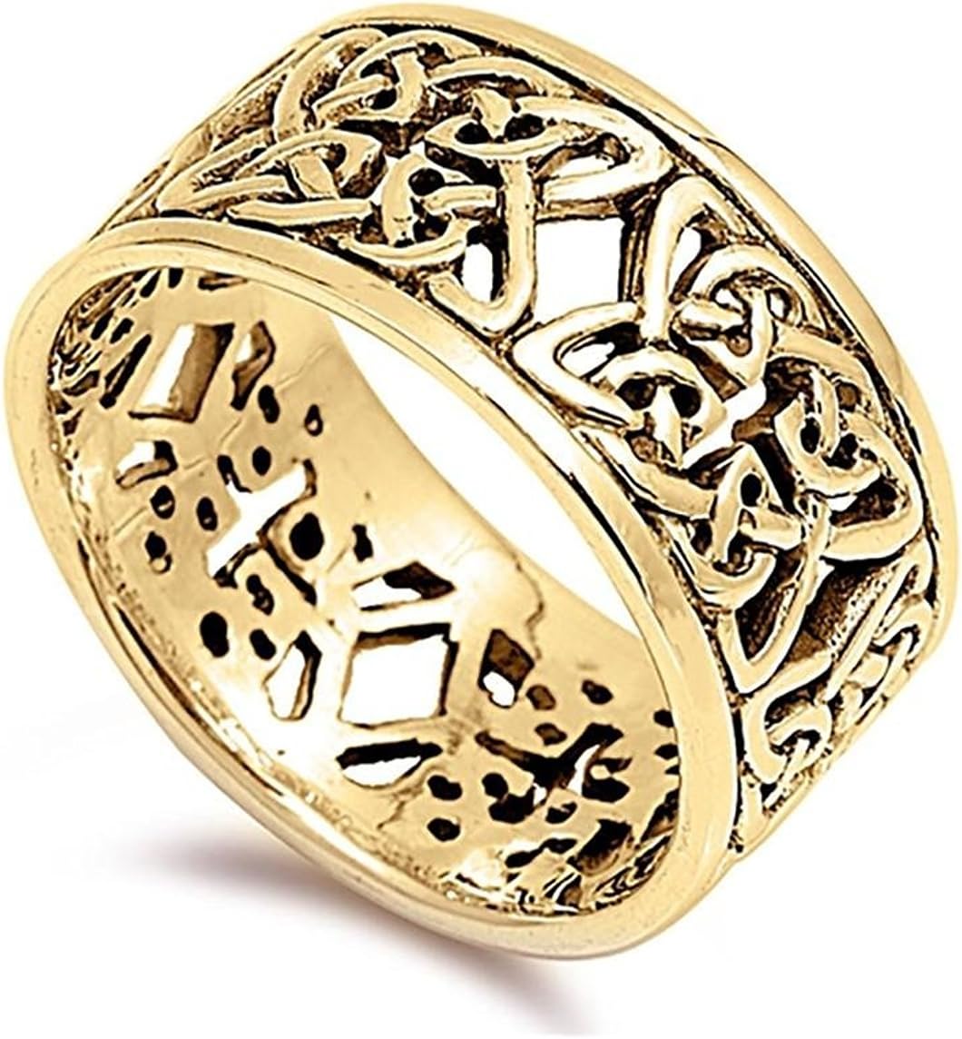 Blue Apple Co. 10mm Celtic Band Ring 925 Sterling Silver Unisex Men Women Choose Color