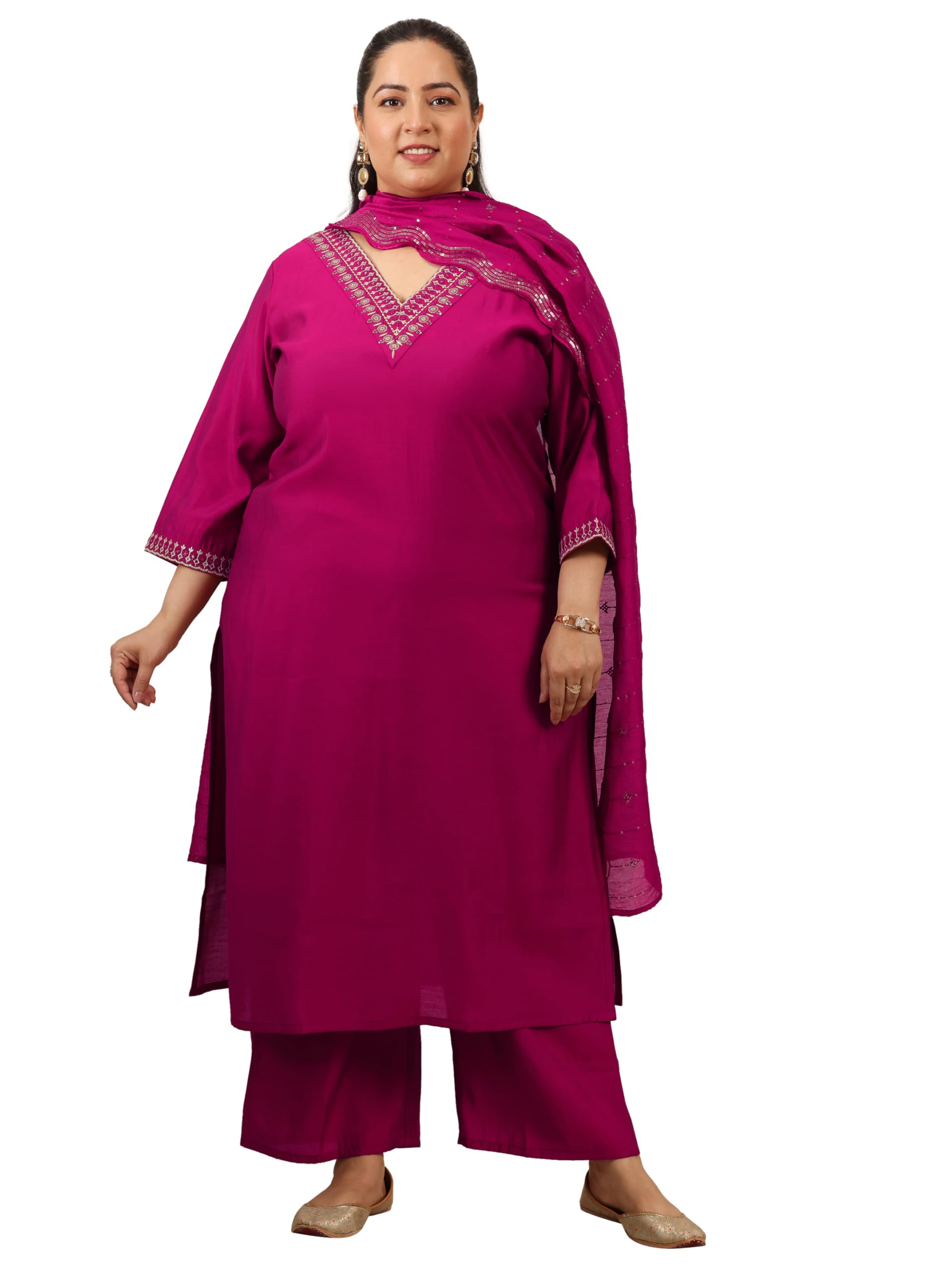 extra love by libas Embellished Silk Blend Straight Kurta Set for Women | Ethnic wear | Bridal Suit | Wedding Dress | Occasion wear-picture-48