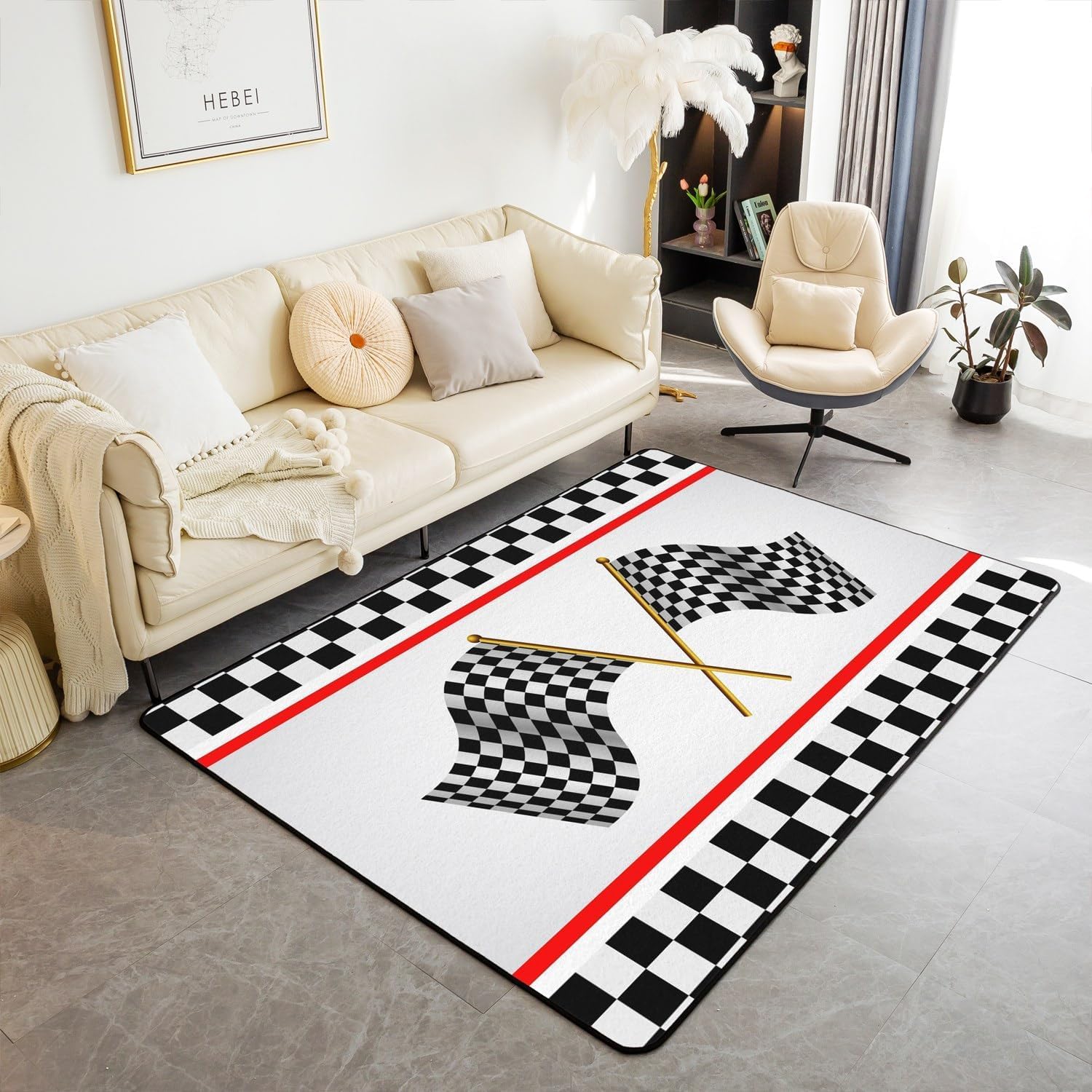 Tapis de salon moderne 3D drapeau de jeu 100x200cm pour chambre et bureau