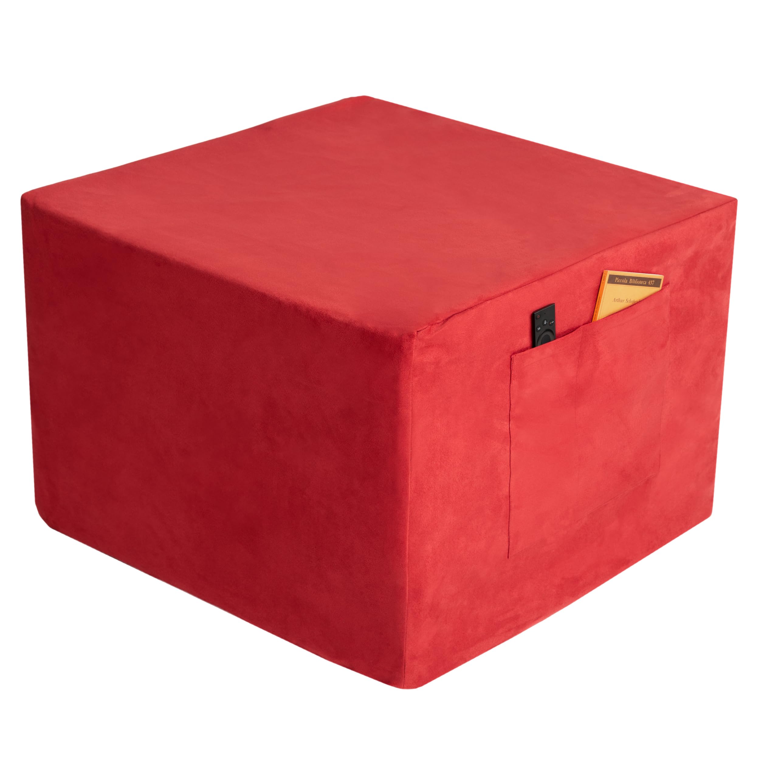 DOLCI SOGNI Pouf Letto Singolo Materasso Salvaspazio, Richiudibile Futon Pieghevole 66x66x45 Aperto 65x195x15, Microfibra Grigio - 100% Made in Italy