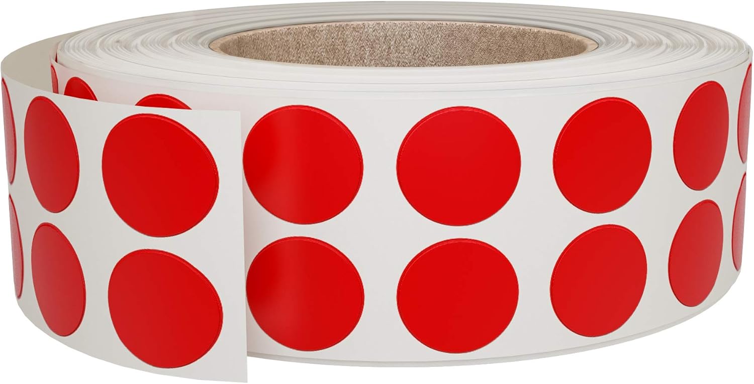 Royal Green Round Sticker Dots Adhesive on a Roll in Red