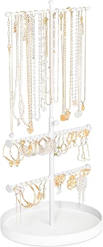 Miniatura 6 de Jenseits Caja organizadora de joyas acrílicas, soporte organizador de joyas, soporte para collar de 3 niveles, soporte transparente para aretes,