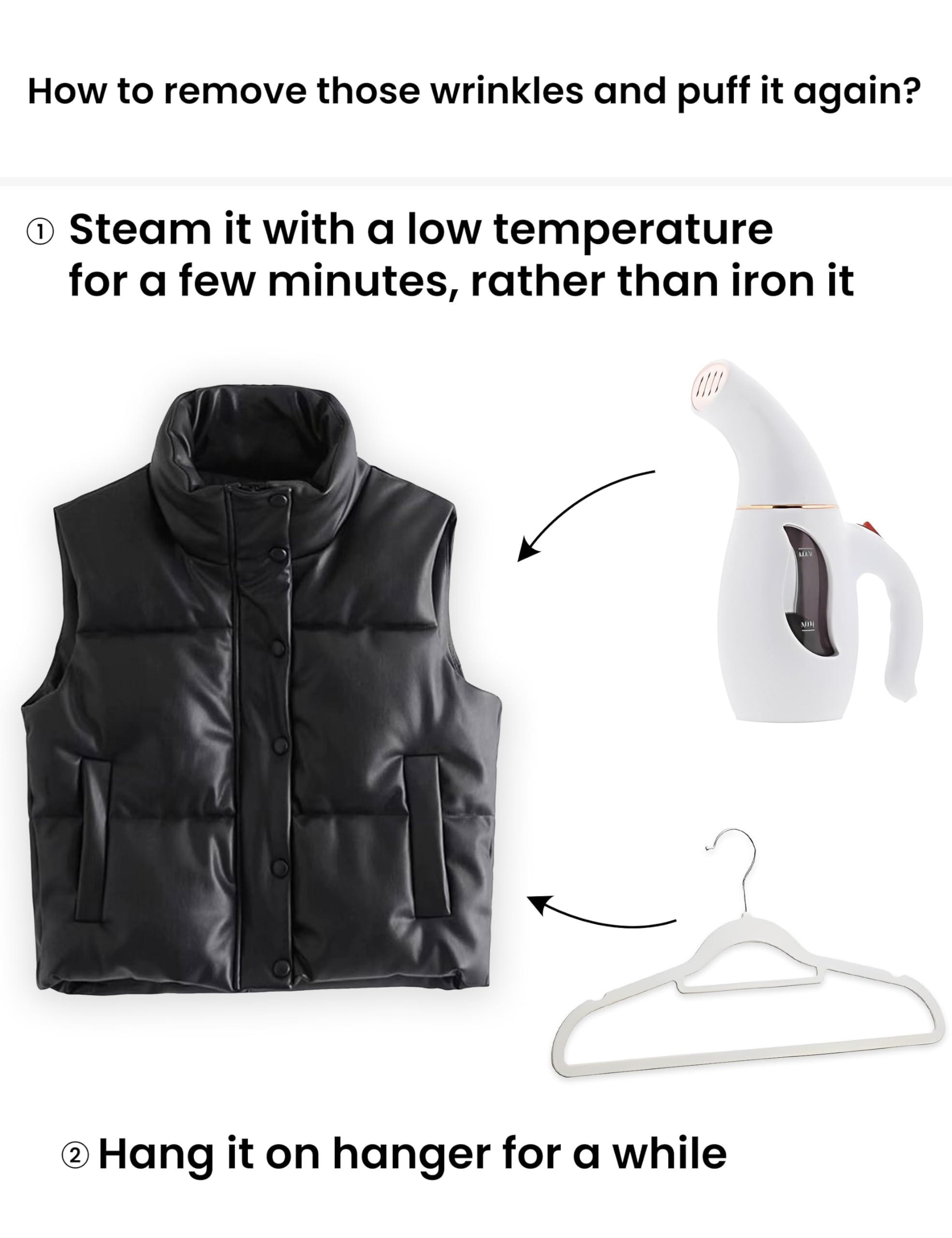 Ailoqing Womens Faux Leather Puffer Vest Zip Up Sleeveless Winter Cropped Jacket