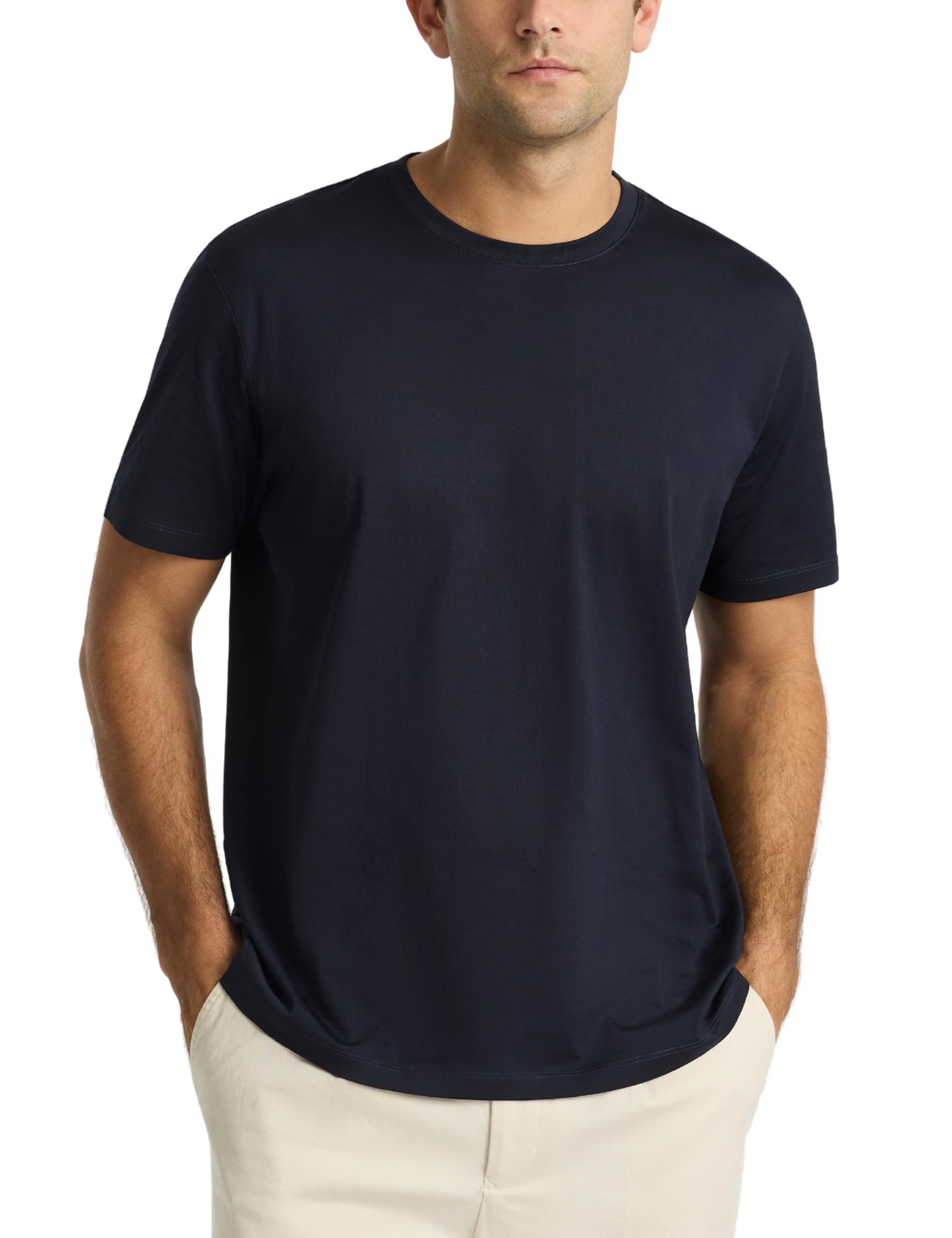 Mens Supima Mercerised Cotton T-Shirt USA-Grown Cotton Luxury Finish Crew Neck Short Sleeve Structured Fit