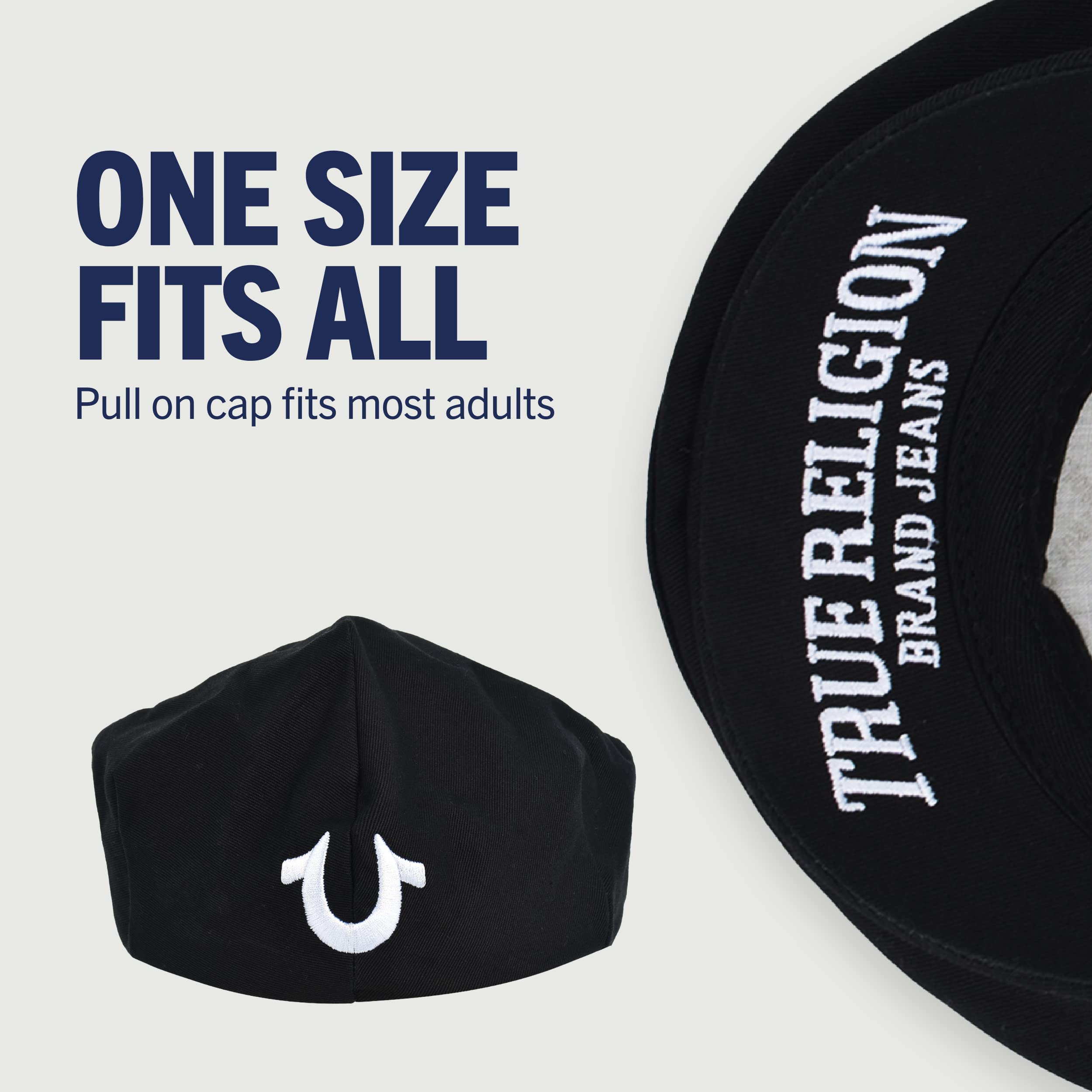True Religion Women's Flat Cap, Cotton Breathable Driving Newsboy Hat with Horseshoe Woven Logo