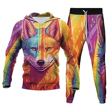 Amazon.com: URVIP Unisex Novelty LGBT Rainbow Wolf Printed